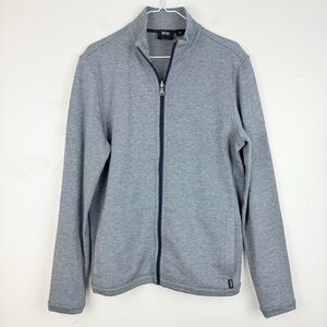 Hugo Boss Light Gray Full-Zip Knit Jacket Regular Fit Cotton Sweater